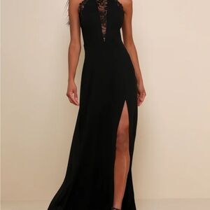 Lulus Romantic Mood Black Lace Sleeveless Maxi Dress